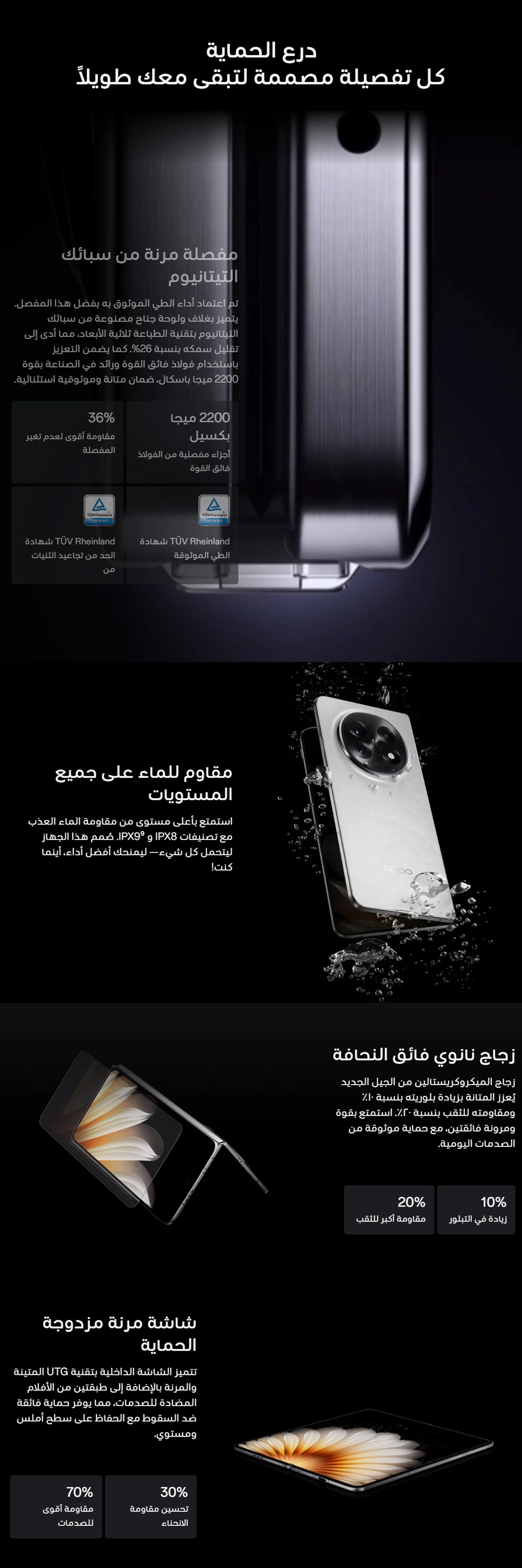OPPO Find N5 5G درجة الحماية IPX8/IPX9 ضد الماء